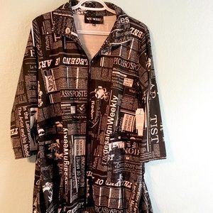 Trendy NWT Neo Noble Black White Newsprint Jacket